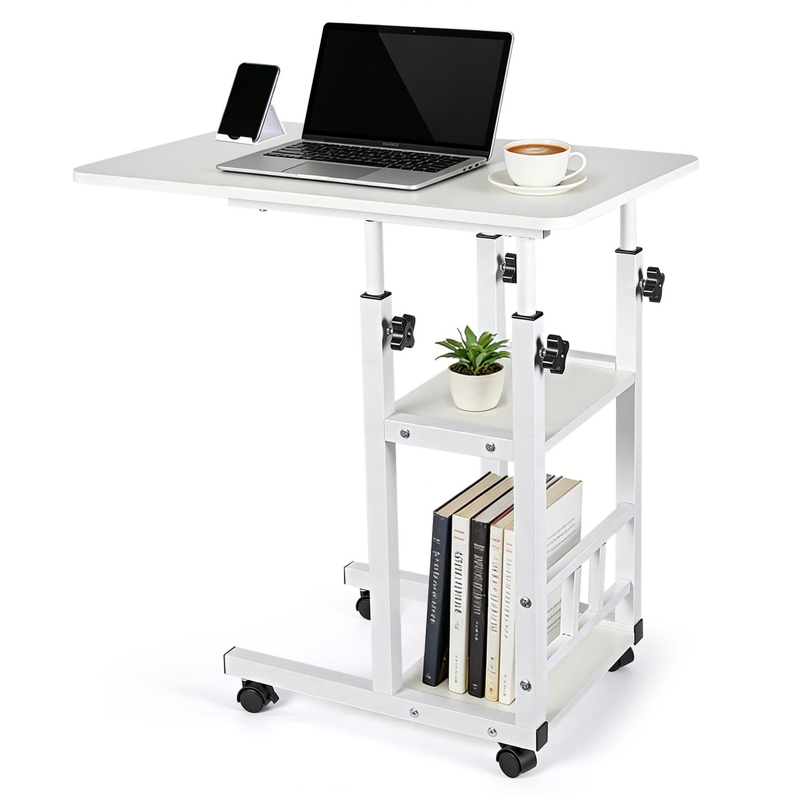 Modern Overbed Table Height Adjustable Bed Side Table Rolling Sofa End Table gallery
