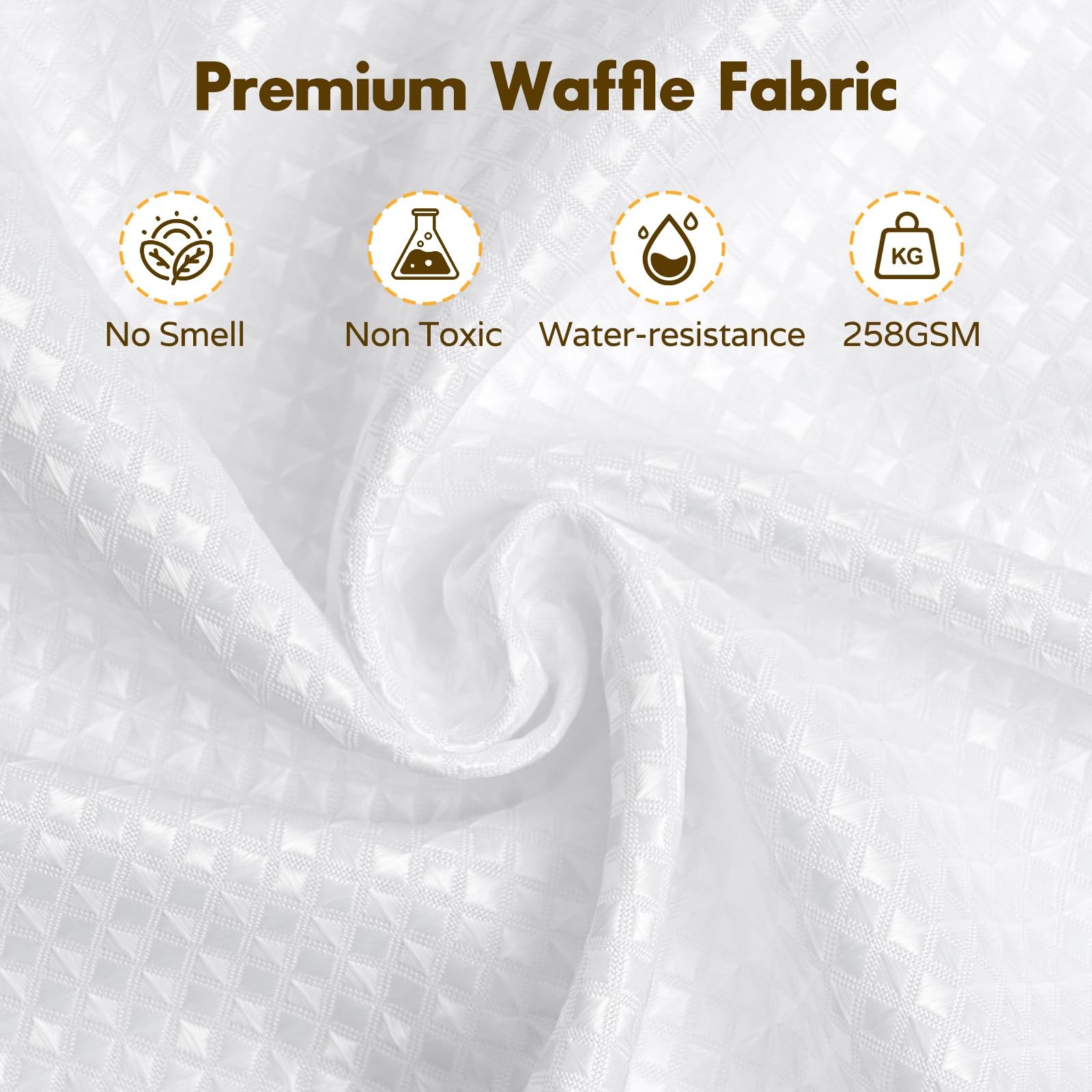 White 3 In 1 Long Waffle Shower Curtain PEVA Clear Liner 12 Hooks 72x74 Inch gallery