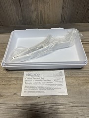 Pampered Chef Coating Breading Nesting Trays Prep #2605 – Set Of 3 W/ Tongs