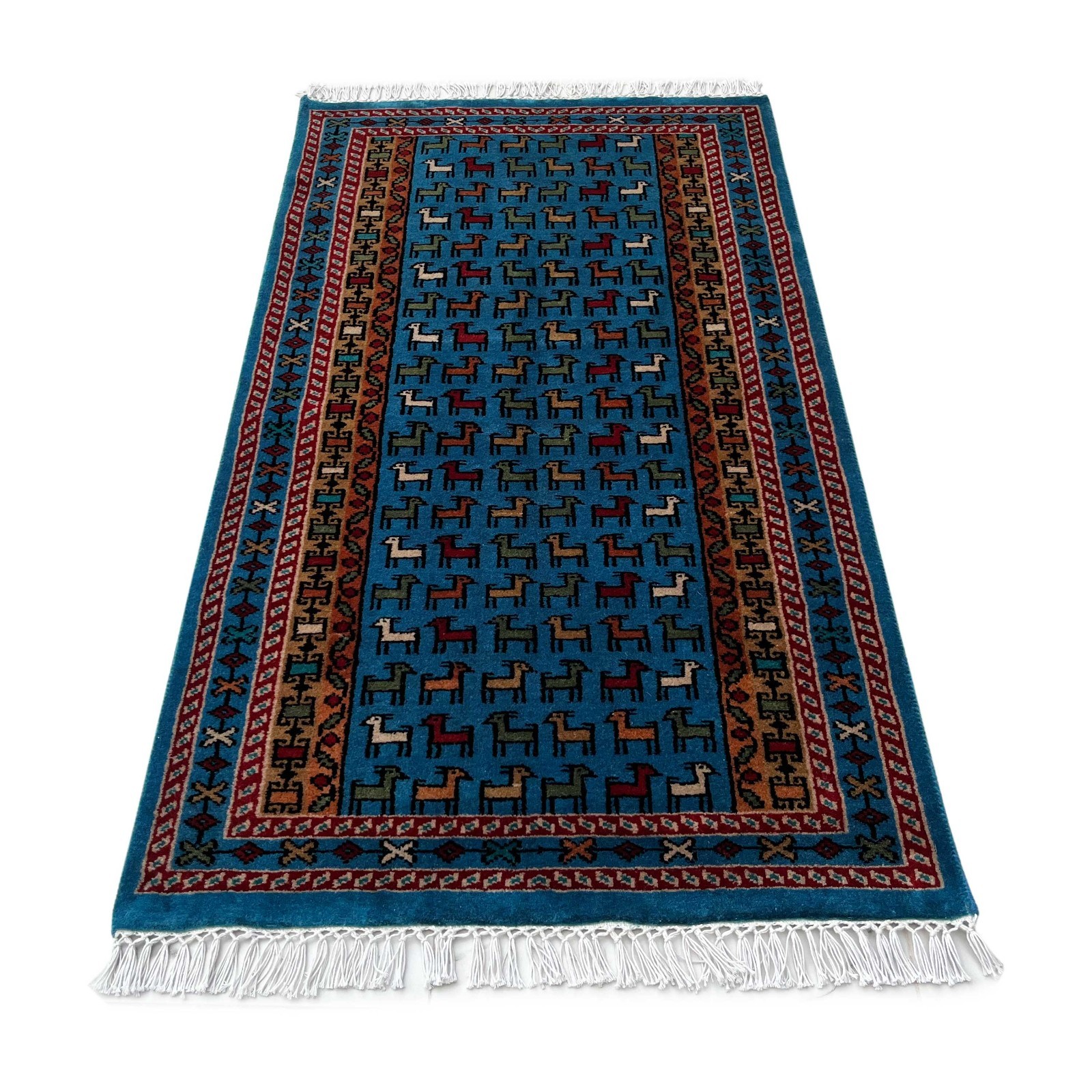 Handmade Wool Rug 2.5x4 ft Traditional Bakri Luxury (Blue) gallery