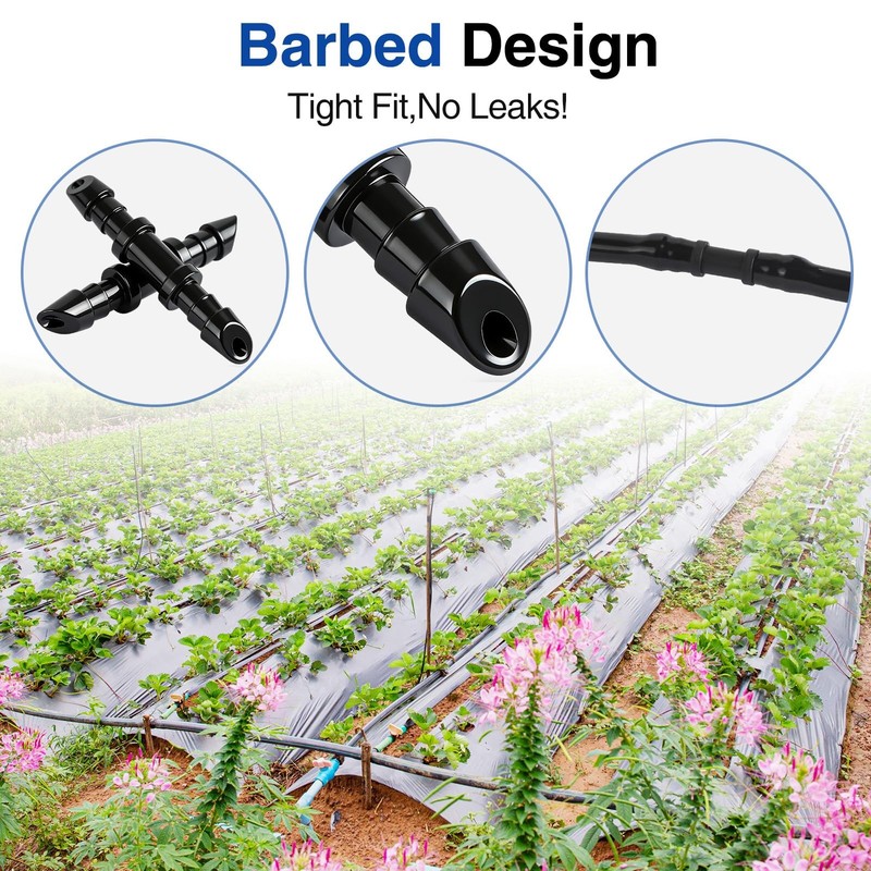100 Pcs 1/4 Inch Drip Irrigation Quick Connect Couplers Black Fittings gallery