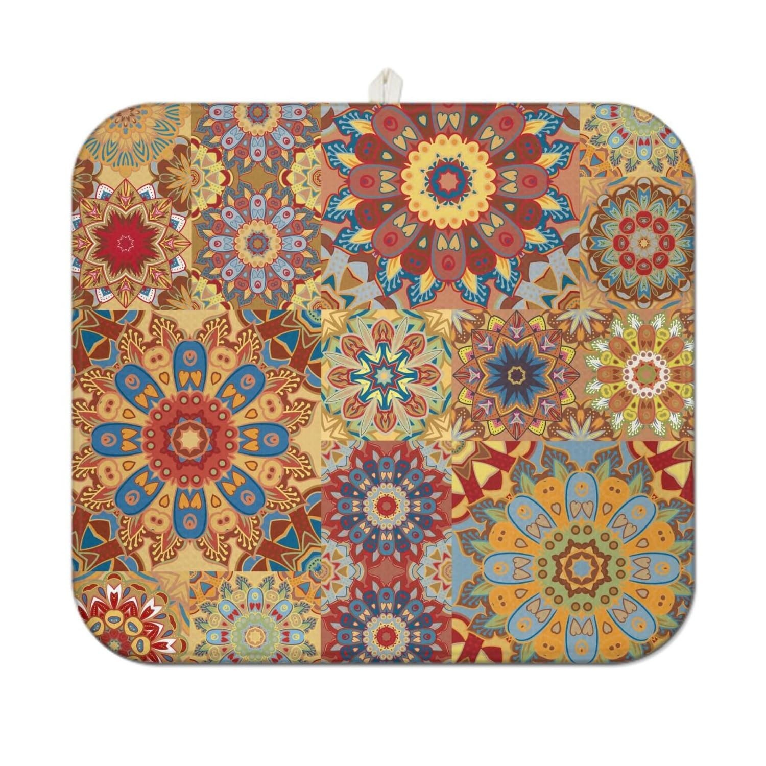 Boho Dish Drying Mat for Kitchen Countertops, Bohemian Floral Microfiber gallery