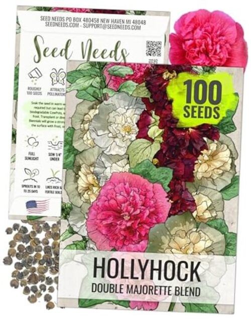 , Double Seeds - Heirloom Seeds for Planting Alcea 1 Pack Majorette Hollyhock gallery