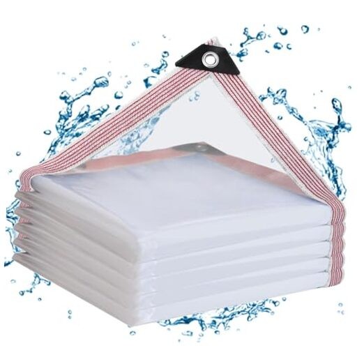 Clear Tarps Heavy Duty Waterproof,Clear Plastic Tarp with 7x10FT White gallery