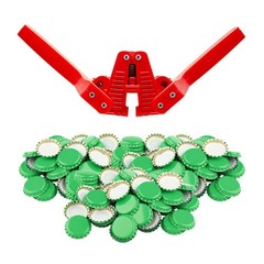 Fermentaholics Beer Bottle Capper & Lid Set and 144 Green Crown Caps