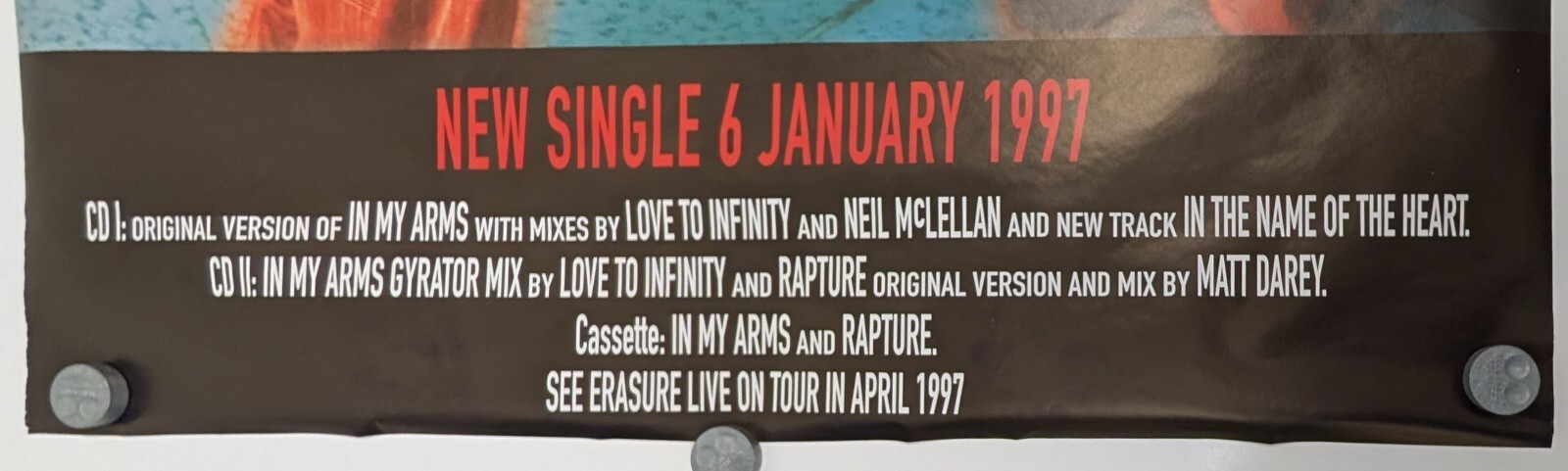 Original 1997 Erasure In My Arms Andy Bell Giant Subway Poster 40 x 60 gallery