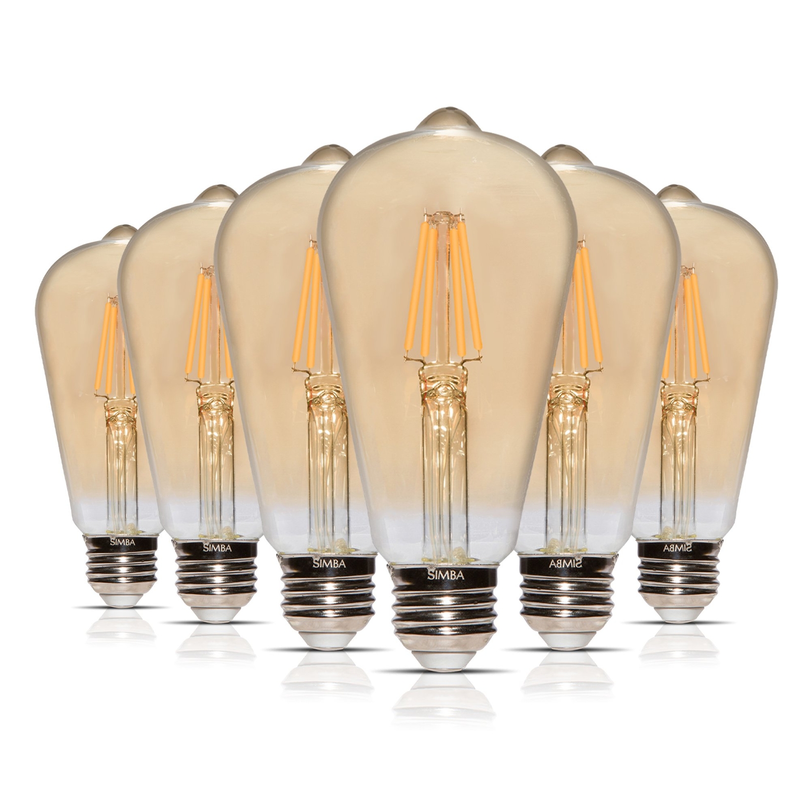[6 Pack] LED Edison Filament ST21 6W 60W 120V Dimmable E26 2200K Warm Amber gallery