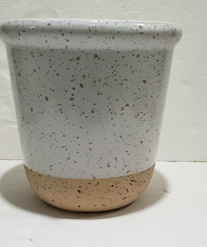 Flower Pot Threshold Dual Reactive Glaze 1 Quart Planter Tan White speckled new gallery