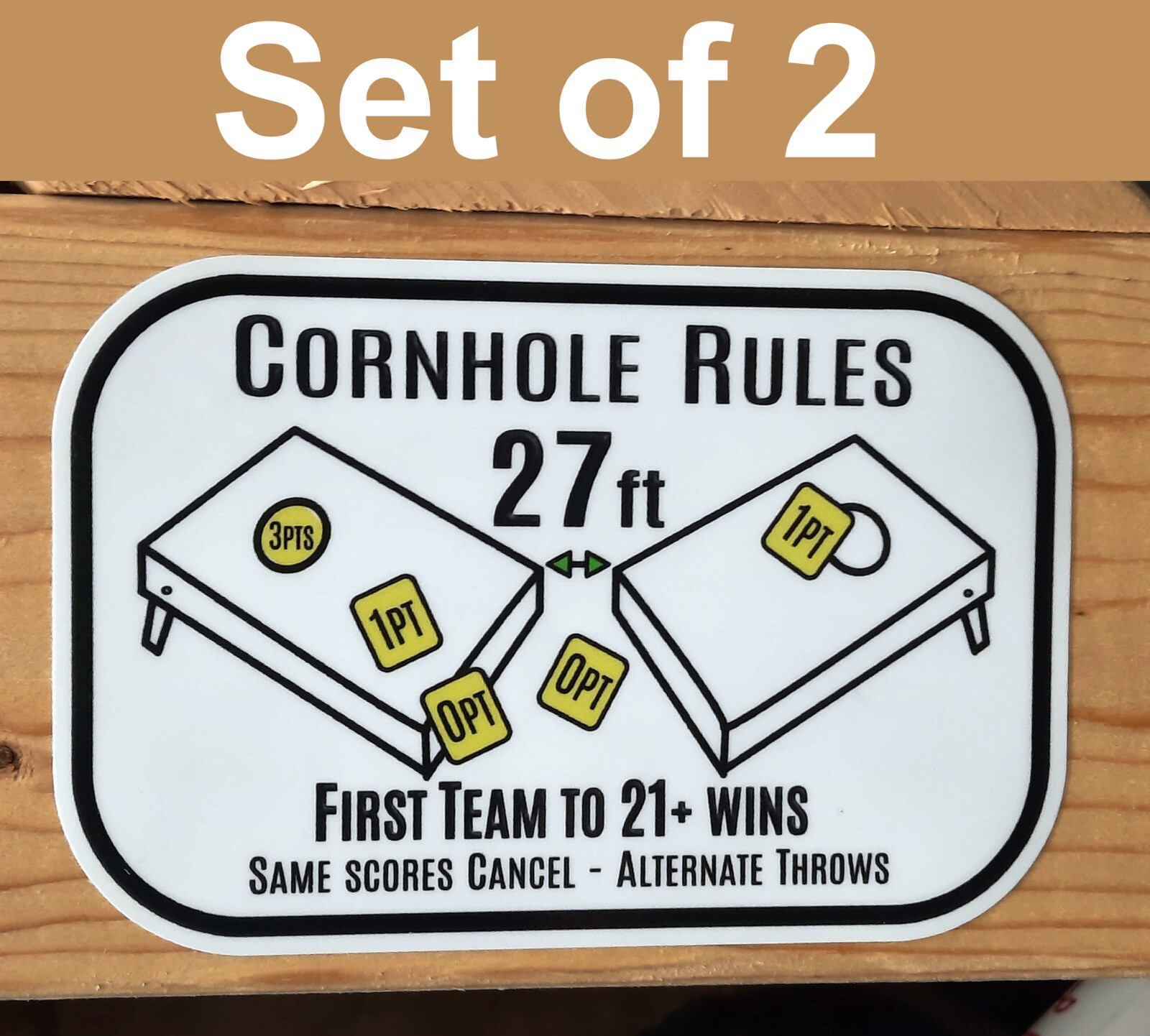 Cornhole Rules Sticker Set of 2 - Bag Toss Game Backyard Quick Rule Decals gallery