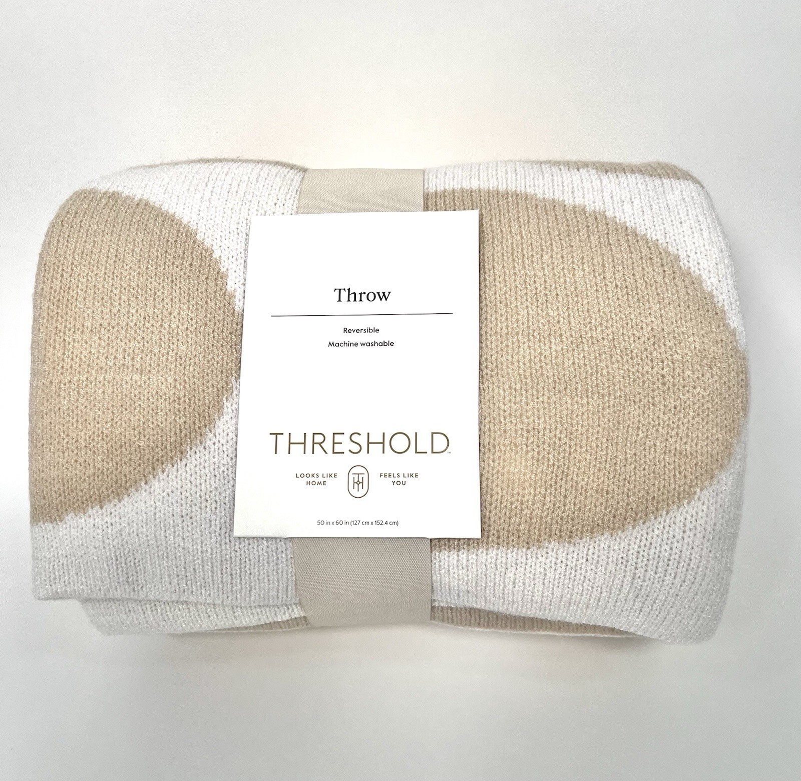NEW Threshold Reversible Knit Geo Throw Blanket Neutral/Ivory 50”x60” gallery