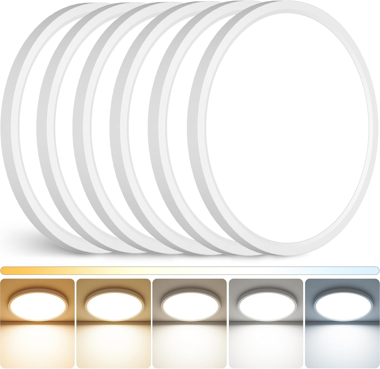 6 Pack 12 Inch 5CCT LED Ceiling Light Flush Mount Dimmable Fixture White 2880LM gallery