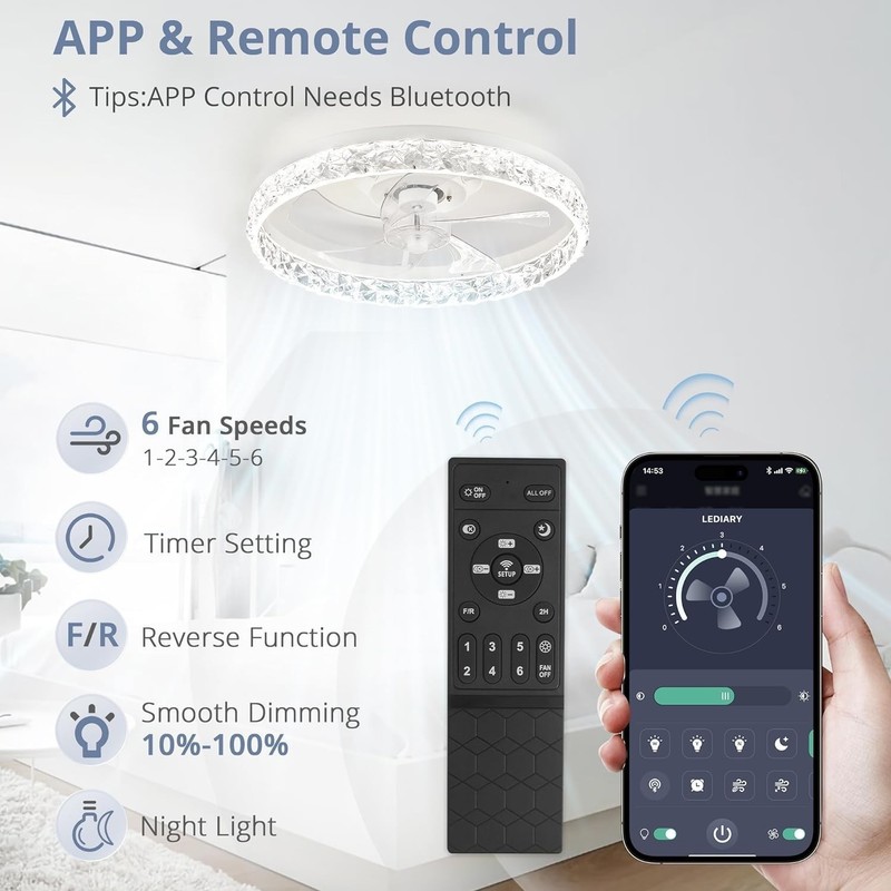 Ceiling Fan with Lights - 20 Inch, Remote, Low Profile, Reversible DC Motor gallery