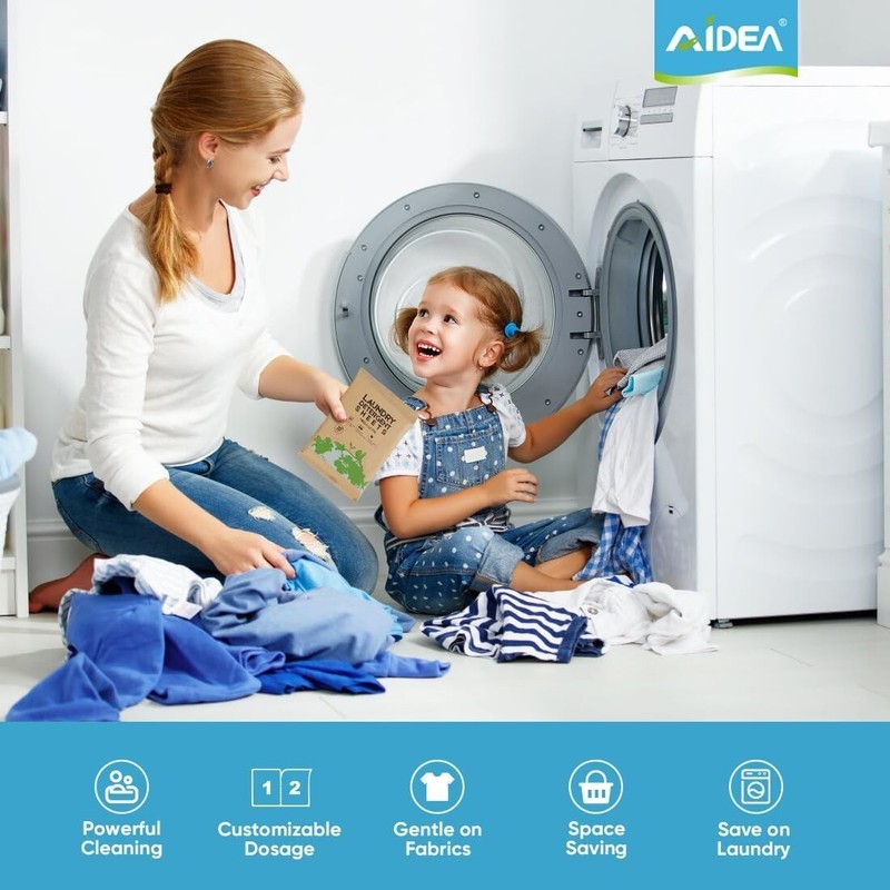 AIDEA Laundry Detergent Sheets, Unscented-(100 Loads) 50 Sheets, Eco-Friendly gallery