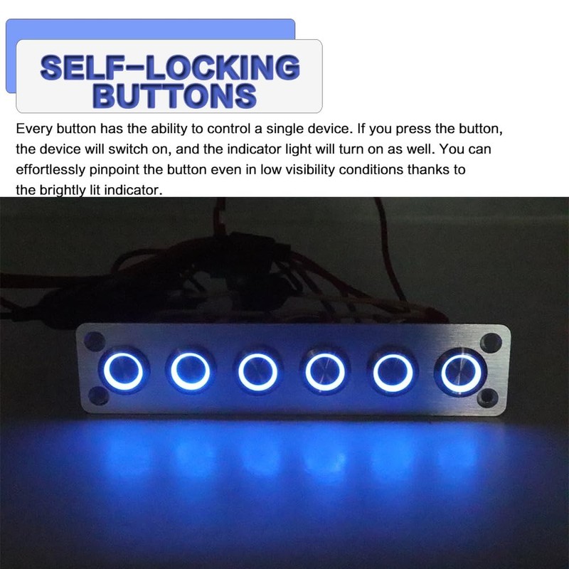 6 Gang Push Button Switch Panel Antioxidant Aluminum DC 12V Pre-Wired with Bl... gallery