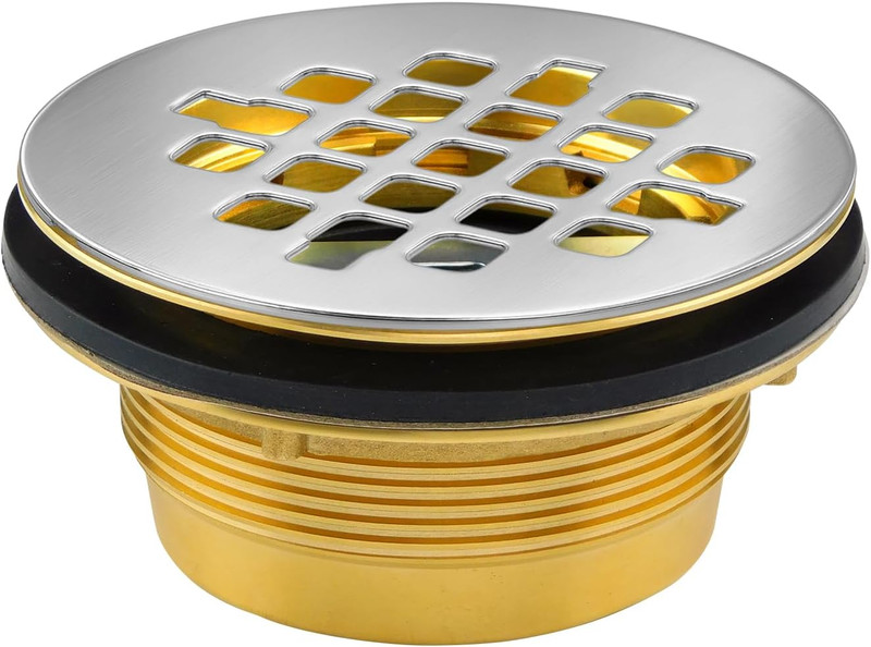 Solid Brass No-Caulk Compression Shower Stall Flange for 2" Drain Pipe with 4-1/ gallery