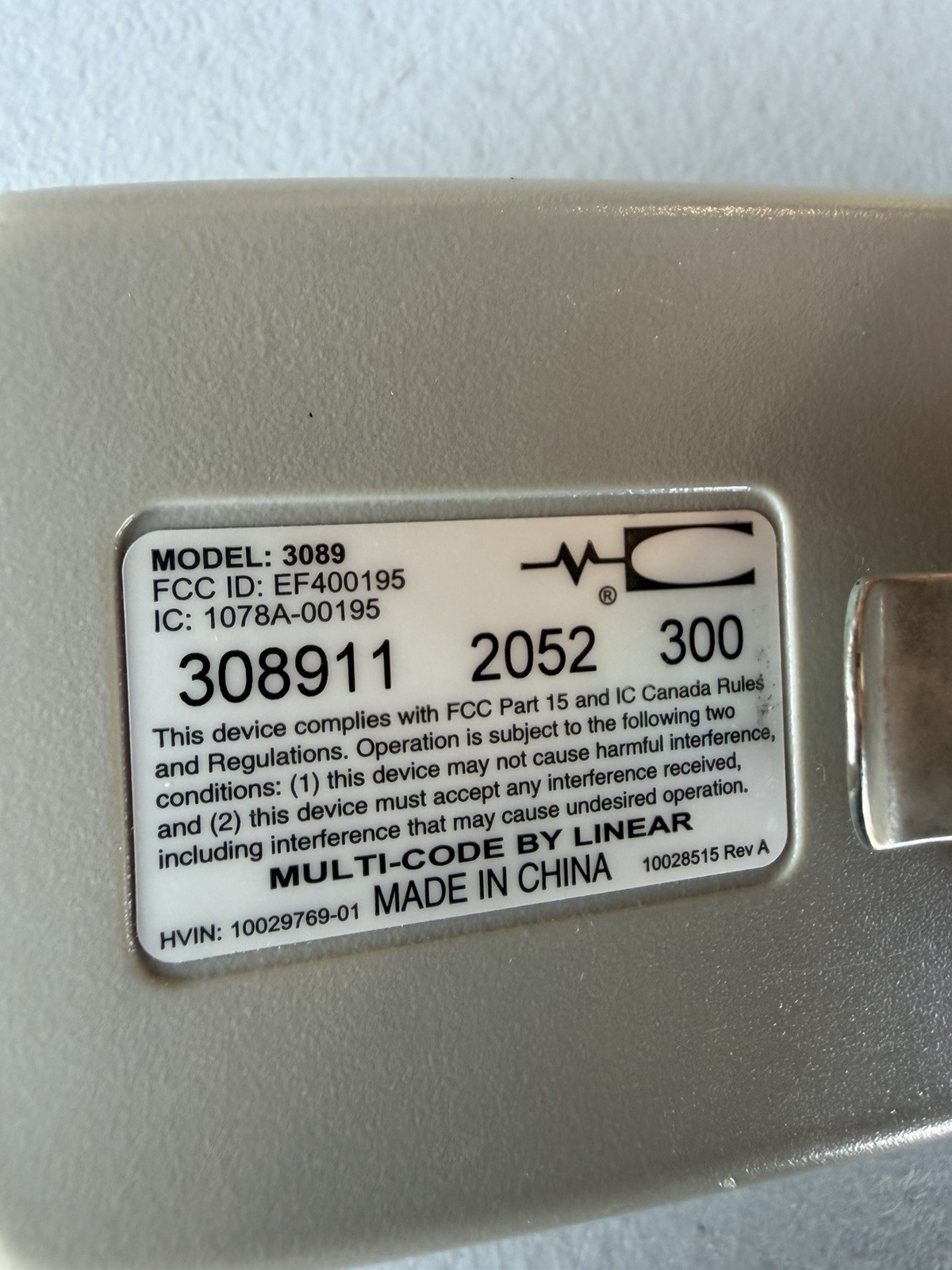 Linear Multi-Code 3089 Remote Gate/Garage Door Opener 1 Button 300MHz gallery