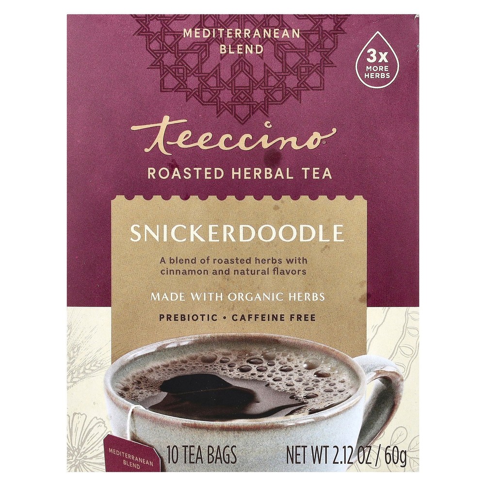 Roasted Herbal Tea, Snickerdoodle, Caffeine Free, 10 Tea Bags, 2.12 oz (60 g)