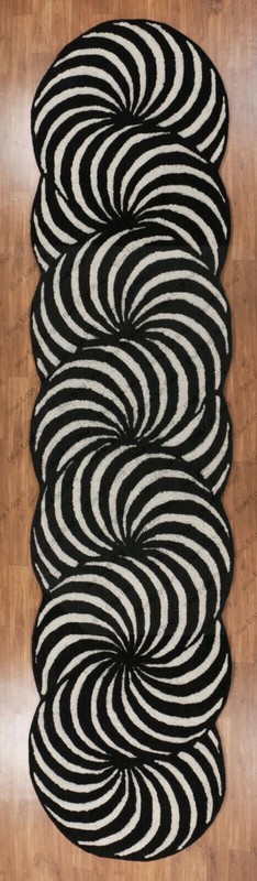 Wide Runner Optical Pattern 3'0''x12'0'' ft Handmade Tufted 100% wool Area Rugs gallery