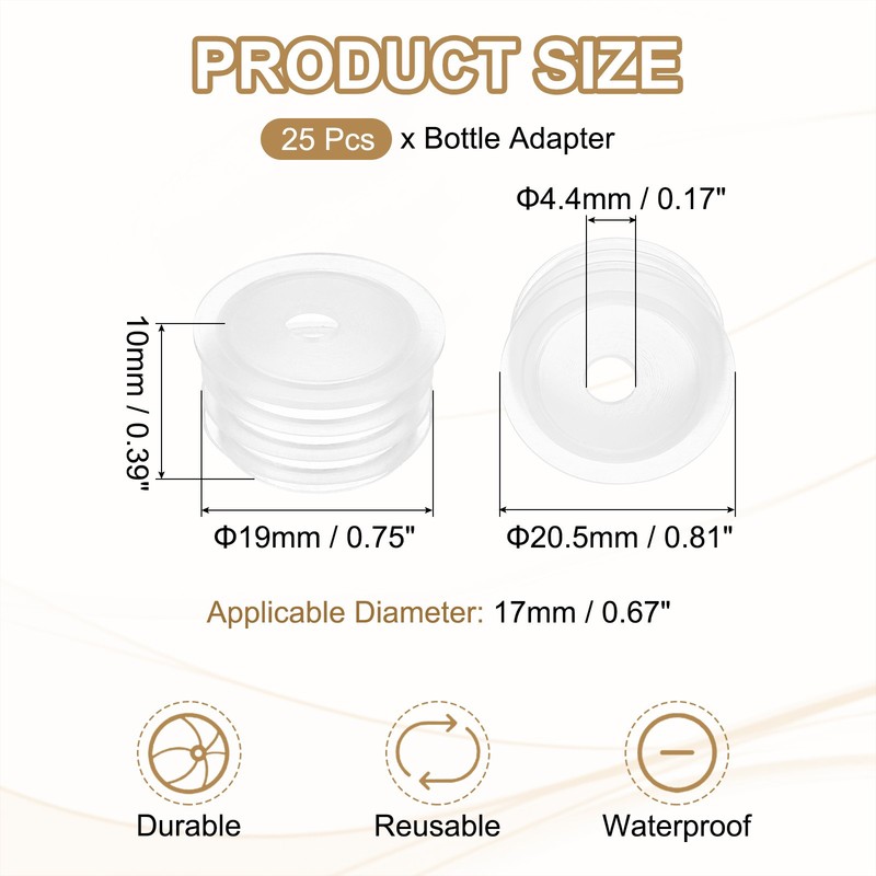 25Pcs 0.67" Adapters for Bottle Caps Clear Plastic gallery