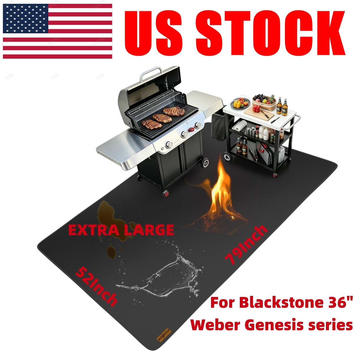 79×52" Fireproof Grill Mat for Deck Patio & Outdoor BBQ Grill Fire Resistant Mat gallery