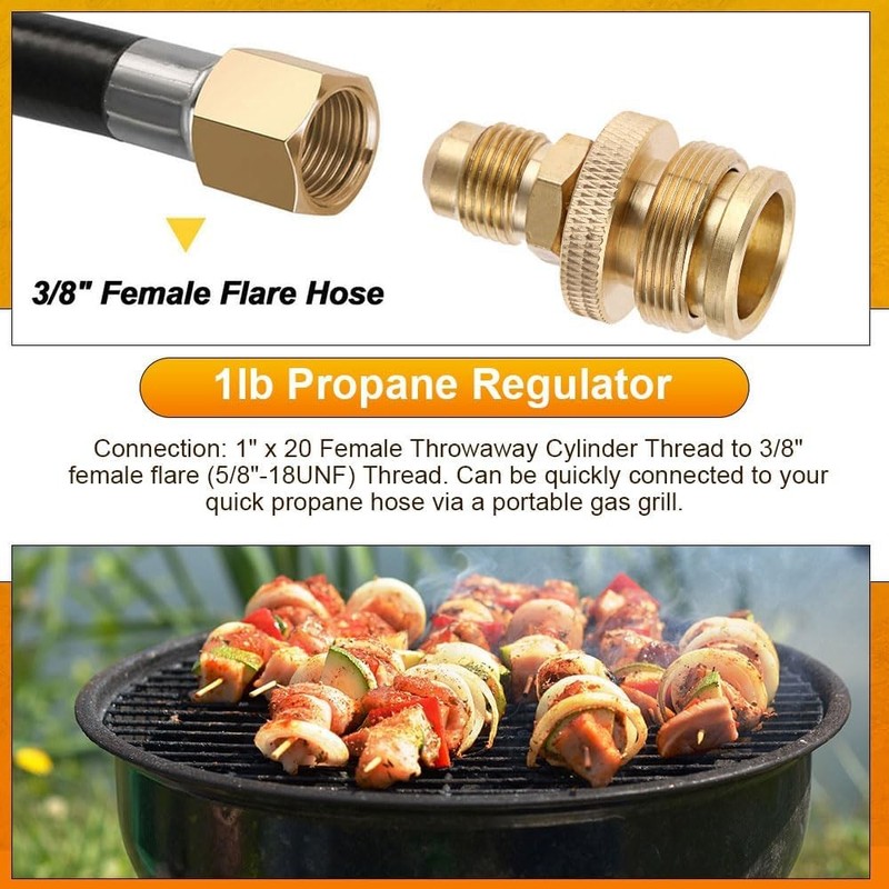 1LB Propane Tank Regulator Adapter Connect to 3/8"Male Flare 5/8"-18UNF US gallery