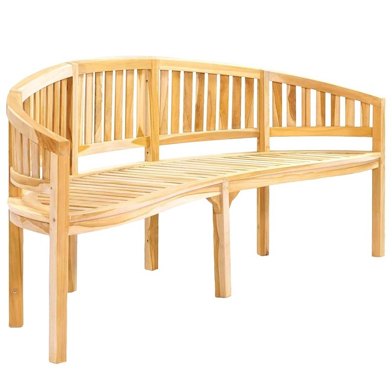 Banana Bench, Fine Sanded Finish, Solid Teak Wood vidaXL gallery