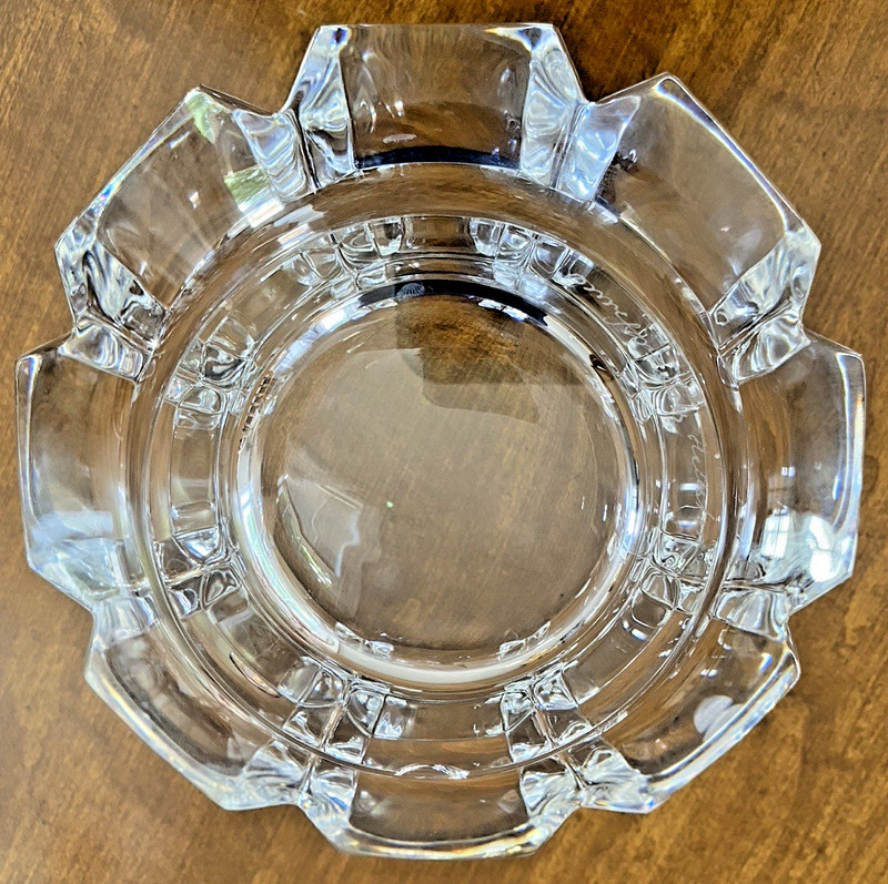 Vintage Orrefors Signed Lars Hellsten Heavy Scandinavian Crystal Corona 8" Bowl gallery