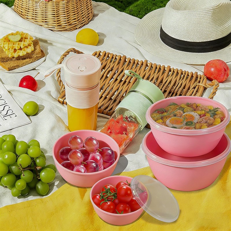 4-Piece Classic Plastic Prep Bowls with Lids, Nesting Plastic Small Mixing Bo... gallery