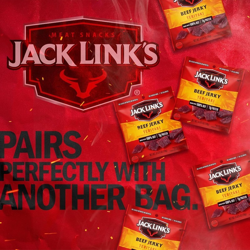 Jack Link's Beef Jerky, Teriyaki, Multipack Bags - Flavorful Meat Snacks gallery