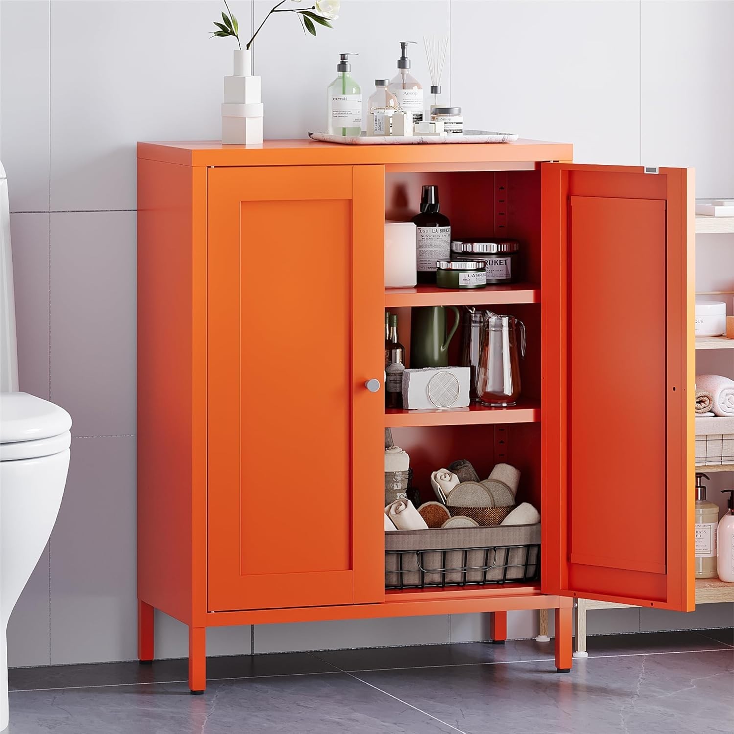 Elegro 31.5" Metal Storage , Bathroom Floor Cabinet For Livingroom,Bathroom,Hoom gallery