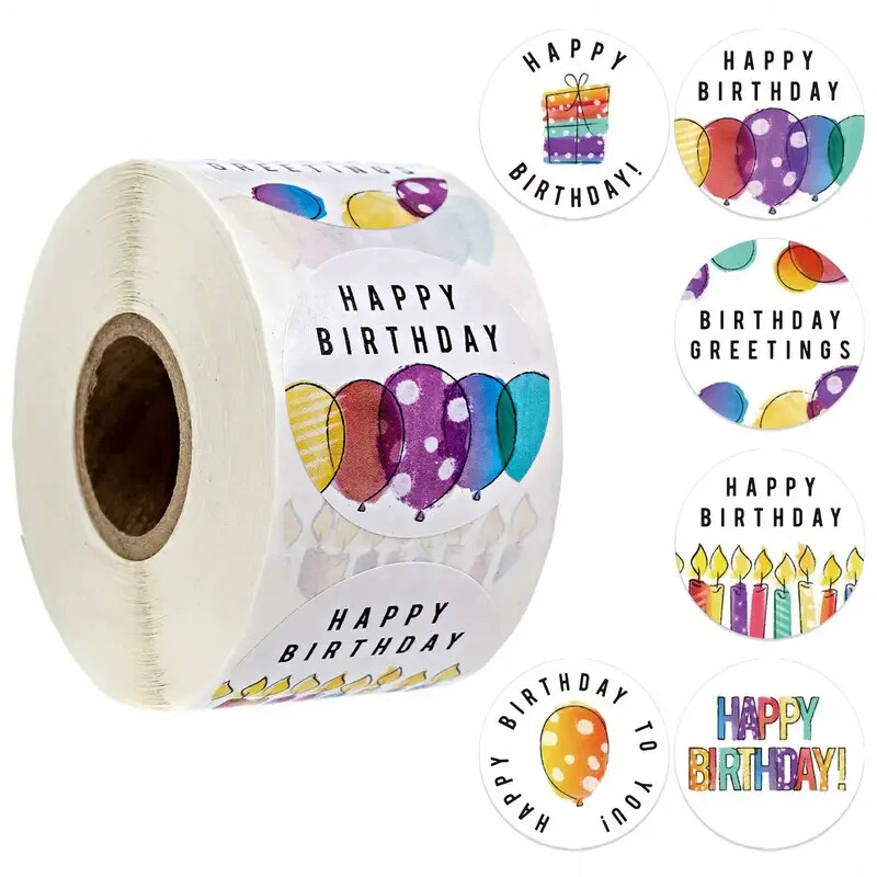 🎉 Happy Birthday Stickers 2.5cm | Balloons Candles Gift Labels Party Favours!🎂 gallery