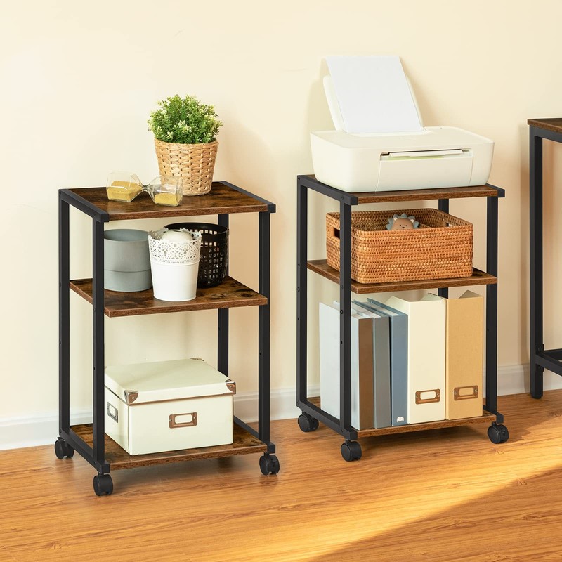 Mobile Printer Stand, 3-Tier Printer Cart Under Desk with Storage, Industrial... gallery