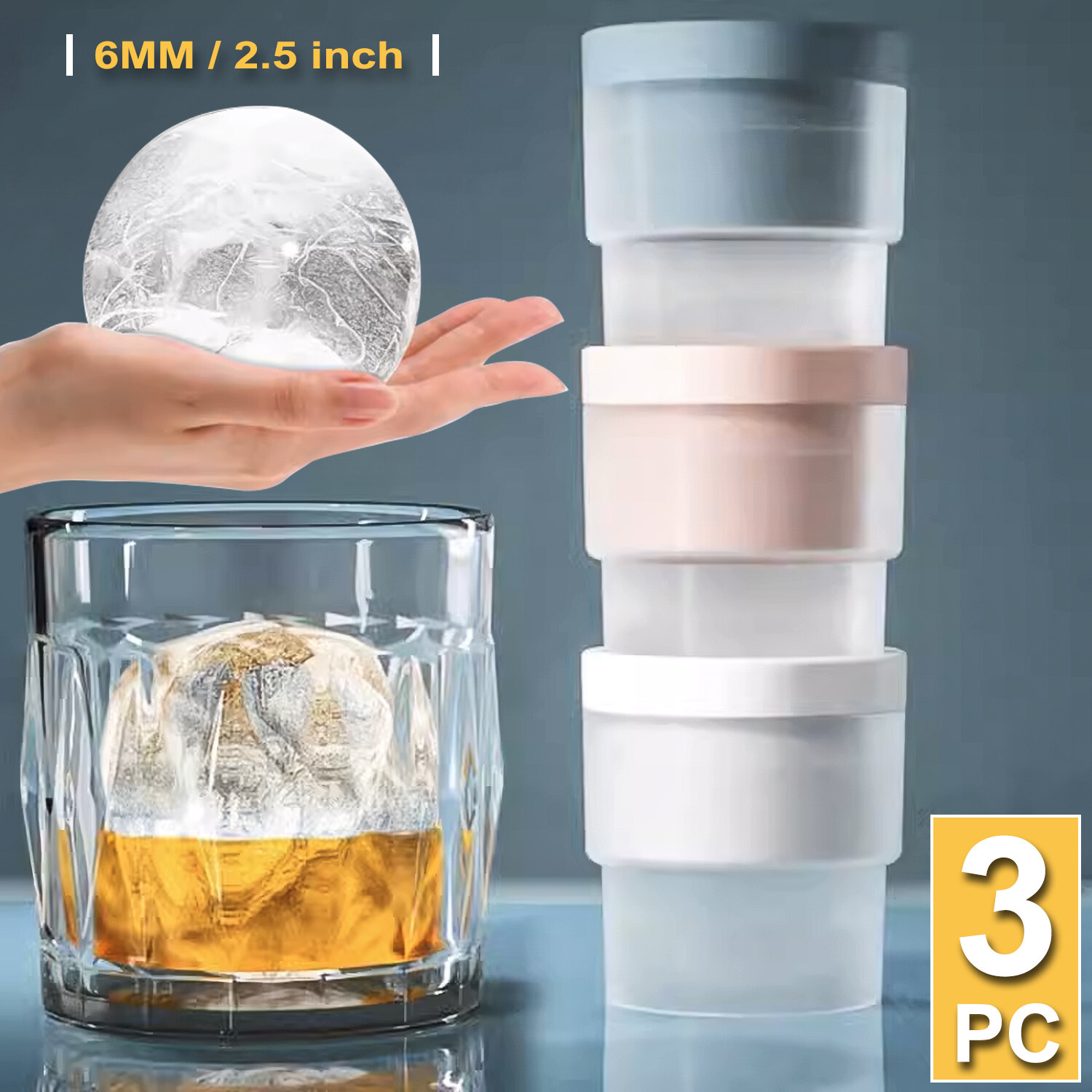 Slow-Melting Stackable Large Ice Cube Mold Maker For Whisky Cocktails Beverage gallery