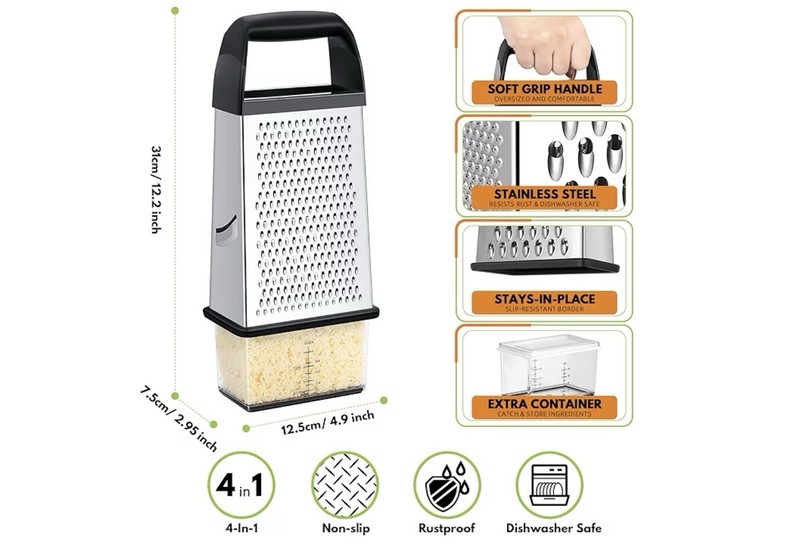 Cheese Grater with Container Box Grater Stainless Steel Graters for Kitchen Chee gallery