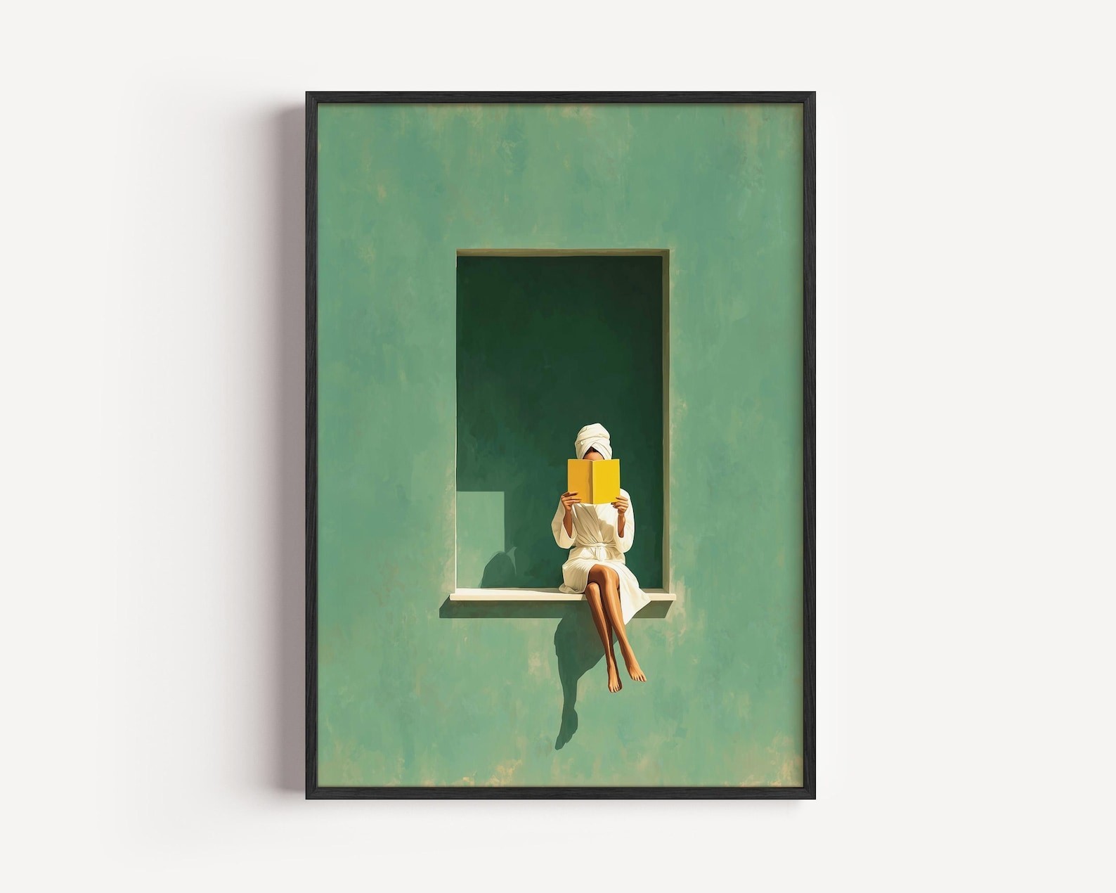 Relaxing Summer Reading Print - Minimalist Woman Art, Calming Wall Art Poster gallery