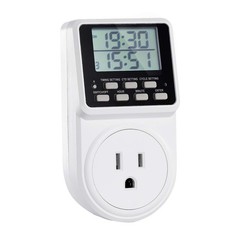 24-Hour Programmable Timer Plug for Electrical Outlet, 120V, 15A