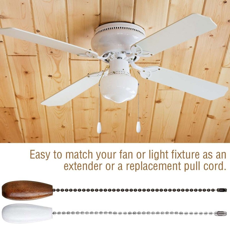 1/2/4Pcs Ceiling Fan & Light Pull Chain Extension w/ Connectors - Cuttable Chain gallery
