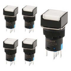 5/8″ 16mm Momentary Push Button Switch Square Cap LED Lamp White Light DC 12V…