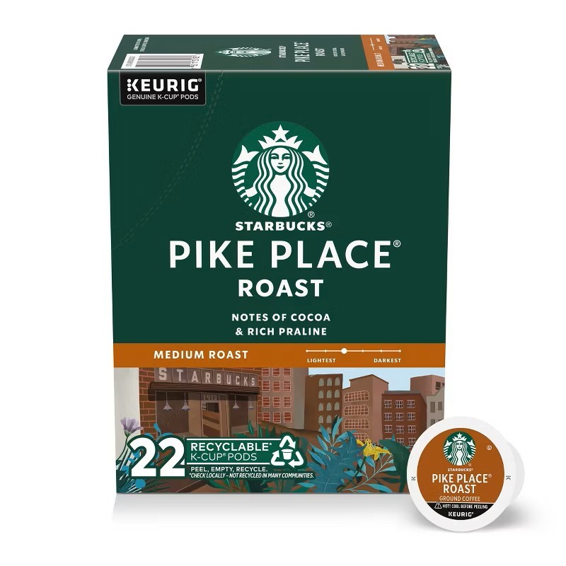 Fresh Starbucks Pike Place Coffee K-Cup Pods, Medium Roast, 22 count ex: 02/2027 gallery