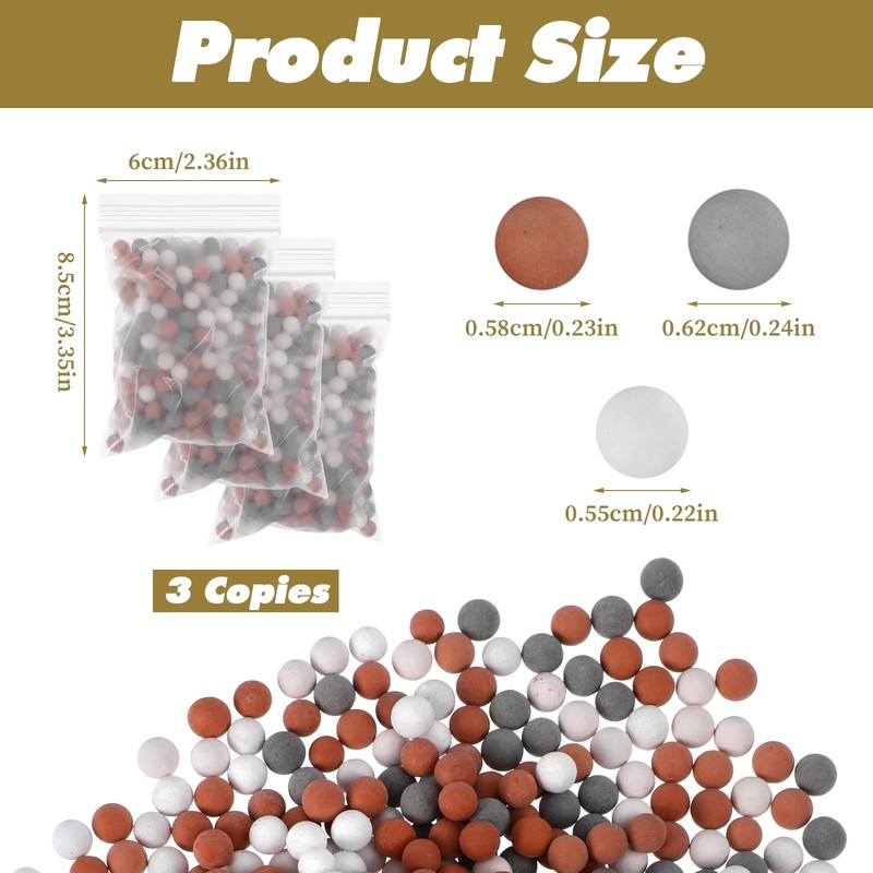 3 Packs Shower Envy Refills, Head Beads, 180g Orange, White, Gray gallery
