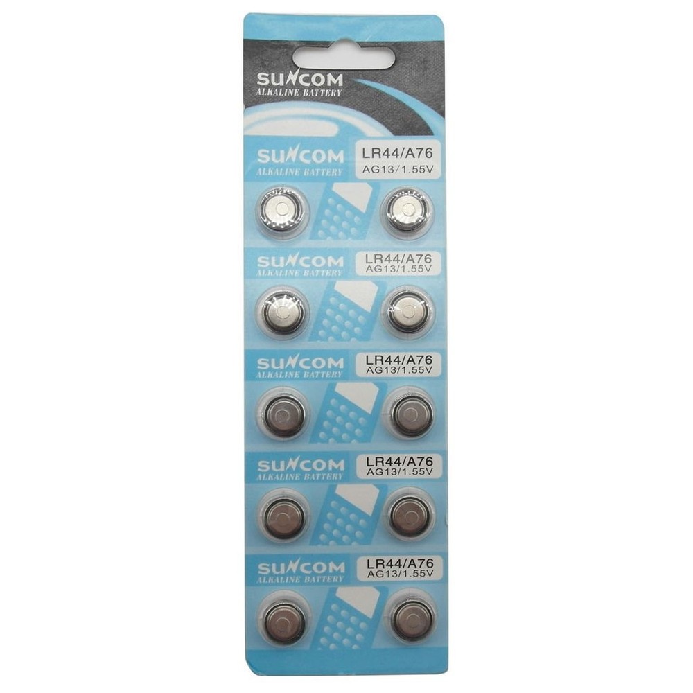 10 Pcs AG13 Alkaline 1.5V Button Cell Battery LR44 A76 G13R S76E MS76H MS76