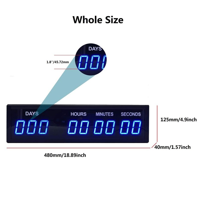 Blue 1.8" 9Digits Large LED Countdown Count Up Days Clock with Remote Christm... gallery