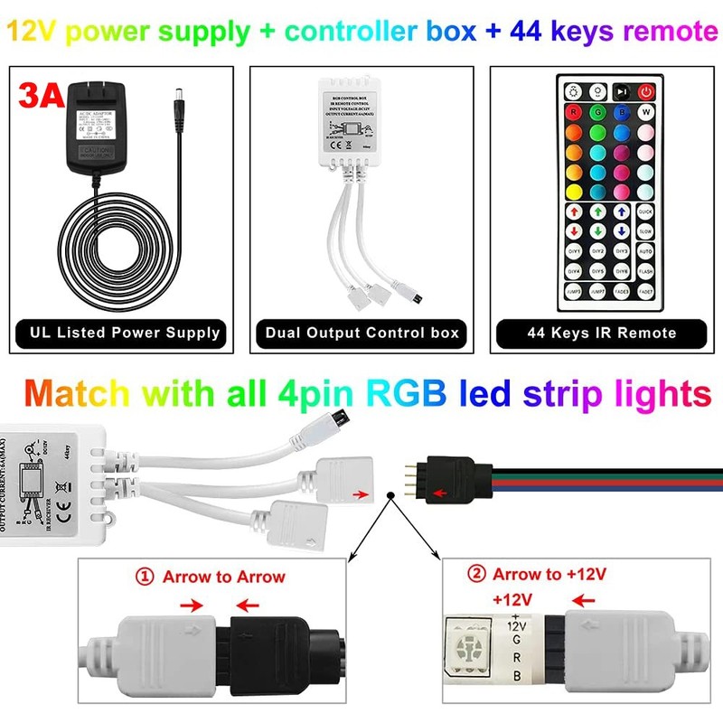 44Key IR Controller+Power Supply Adapter For 2835 3528 5050 RGB LED Strip Lights gallery