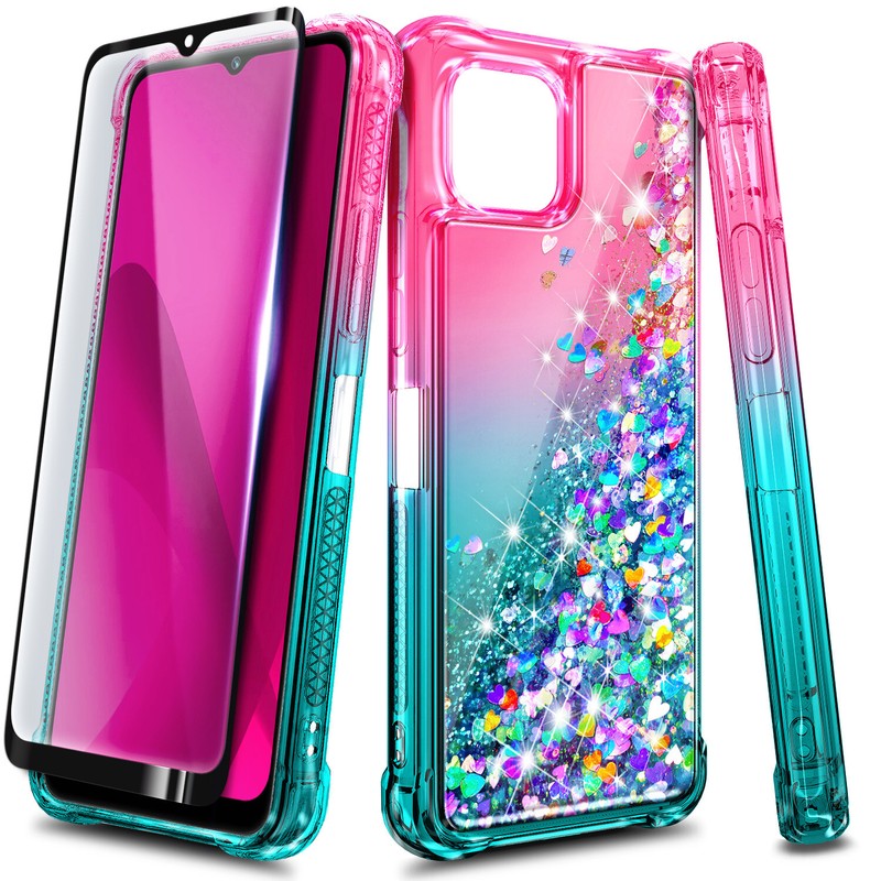 For T-Mobile Revvl 7 / 7 Pro 5G Case Liquid Glitter Phone Cover + Tempered Glass gallery