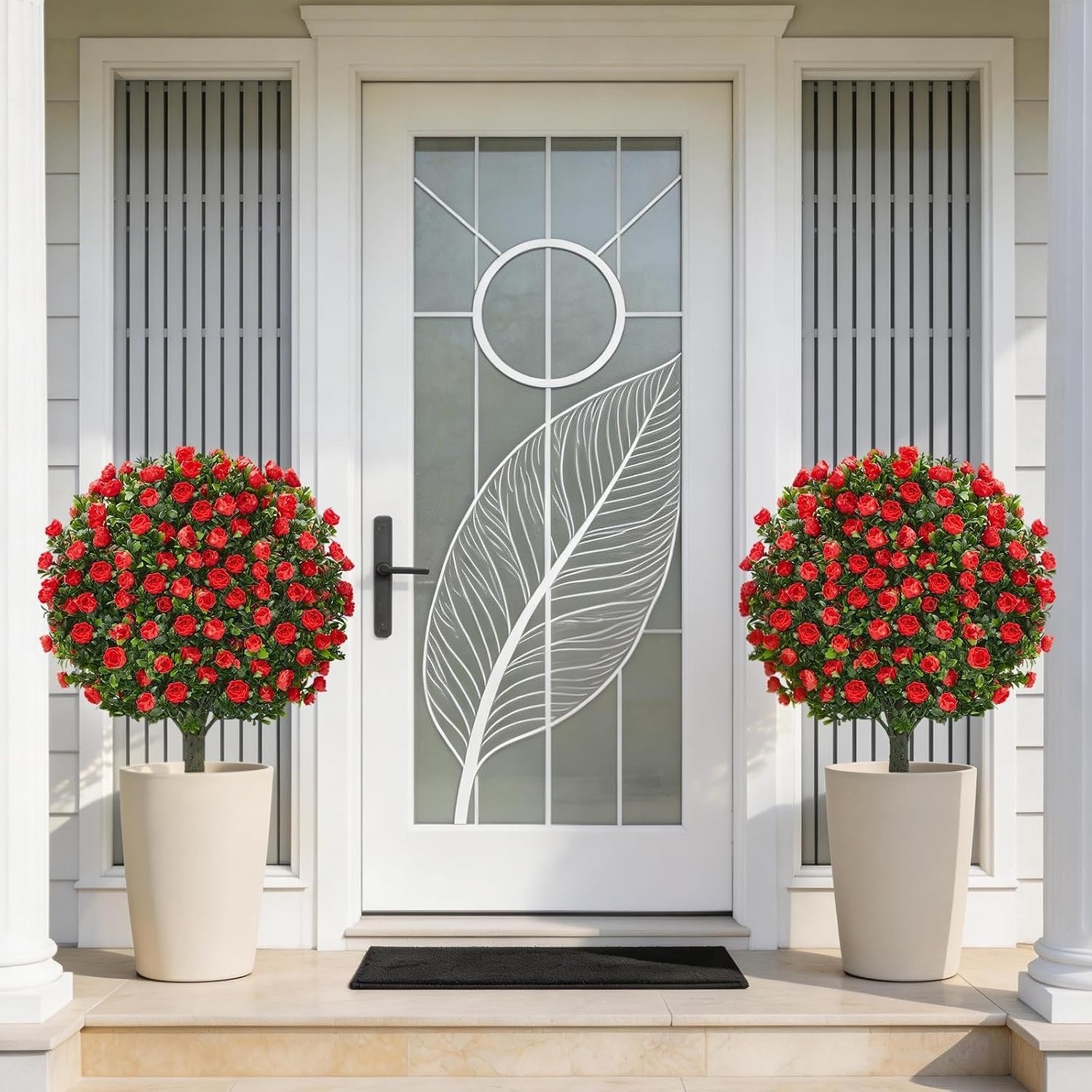 *NEW* 2-Pack Artificial Rose Topiary Ball Trees with Ground Spike gallery