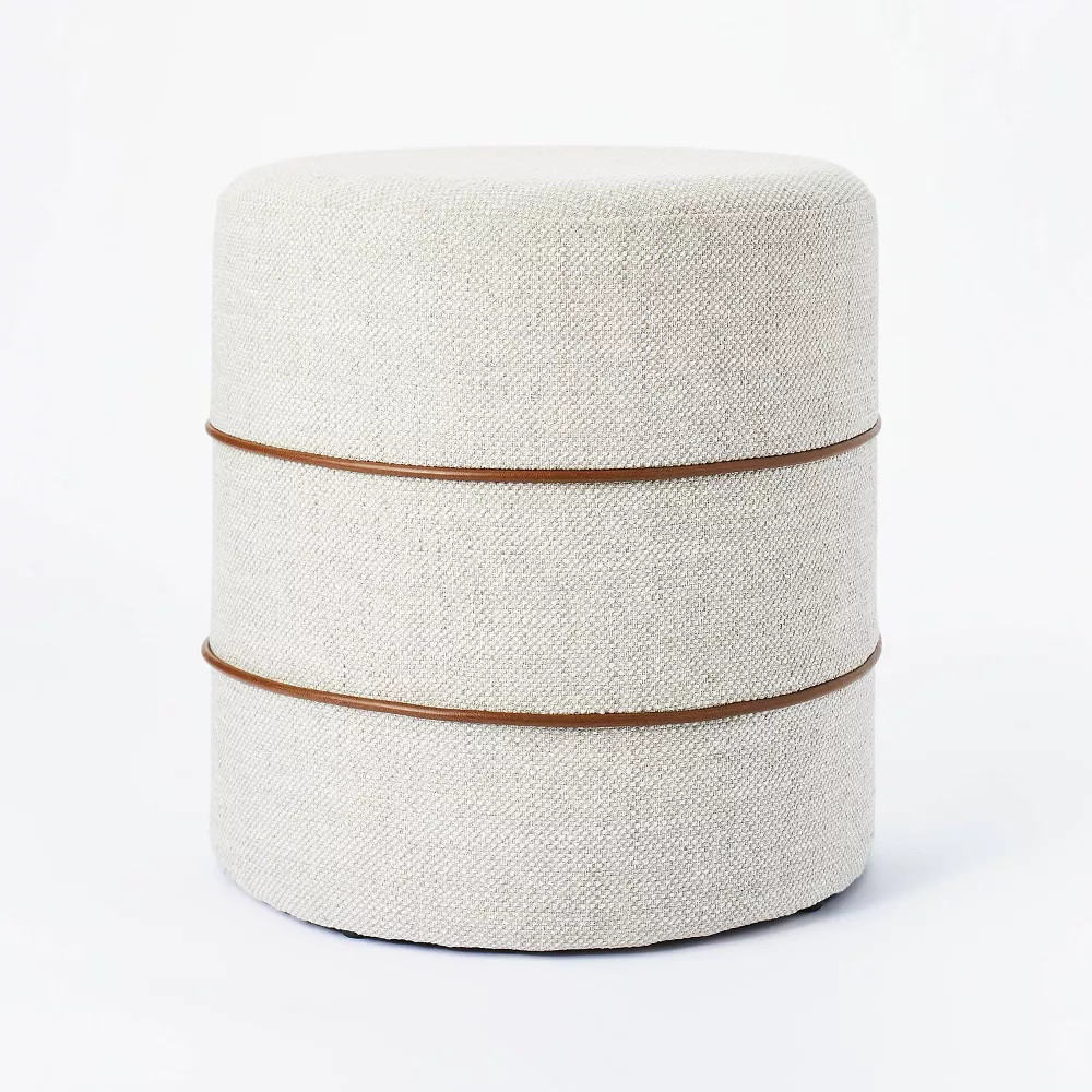 Threshold designed w/Studio McGee Round Ottoman Contemporary Living Room Cream