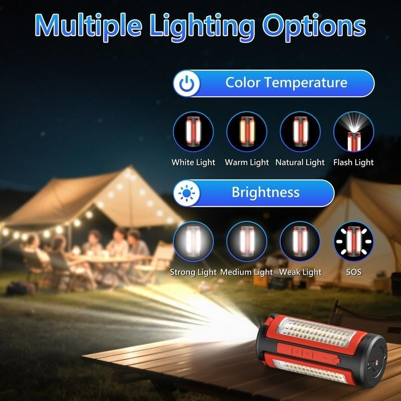 3-Head Rechargeable LED Camping Light 10000mAh, 67" Adjustable Stand, Tripod gallery