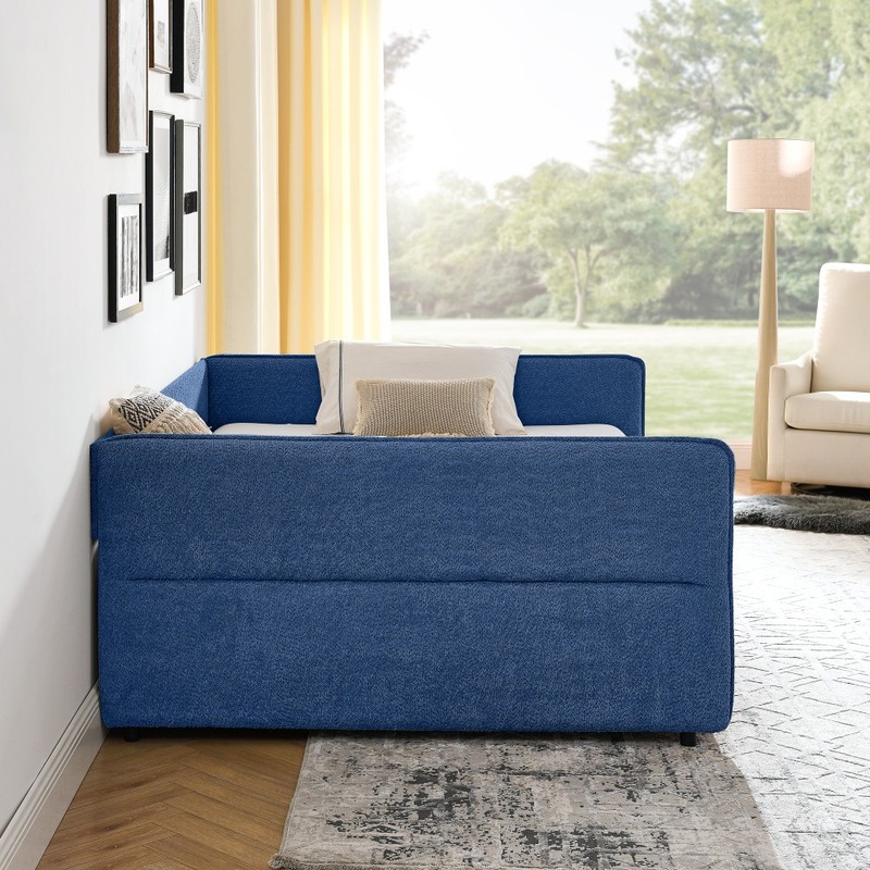 Queen Boucle Tufted Daybed Sofa, 2 Drawers, 88" gallery