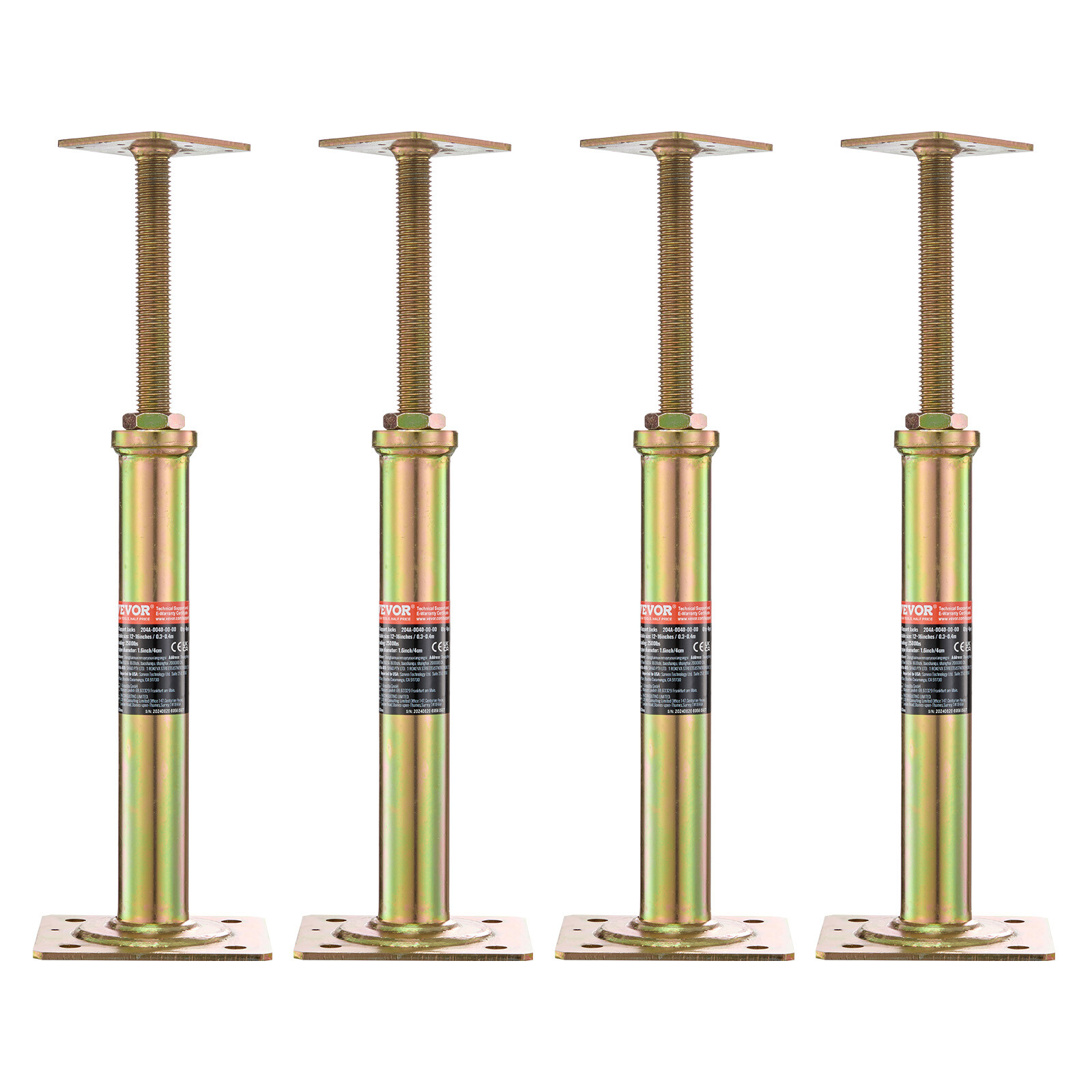 VEVOR 4PCS Adjustable Floor Jack Post House Floor Leveling Lift 11.6"-16" Height gallery