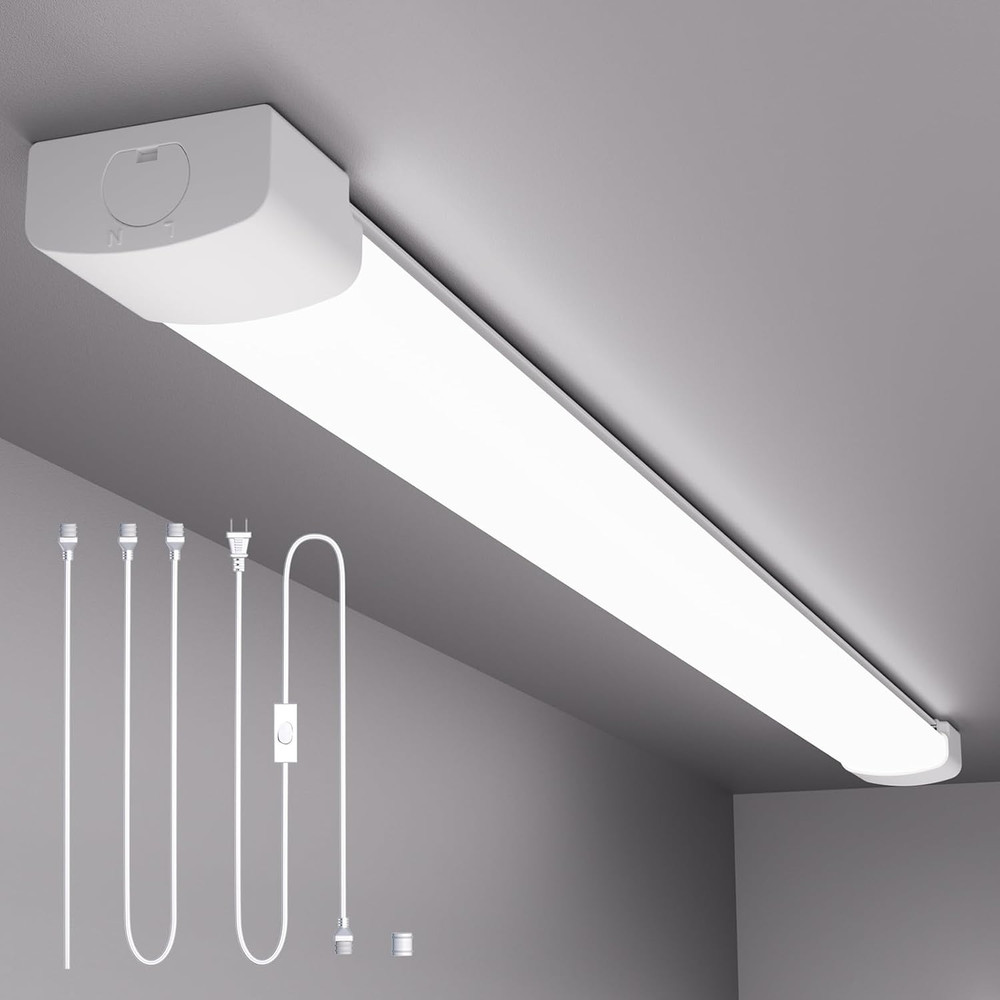 Plug in Light Fixture, 4FT Linkable 5000K Plug-in Ceiling Lights for Shop Garage